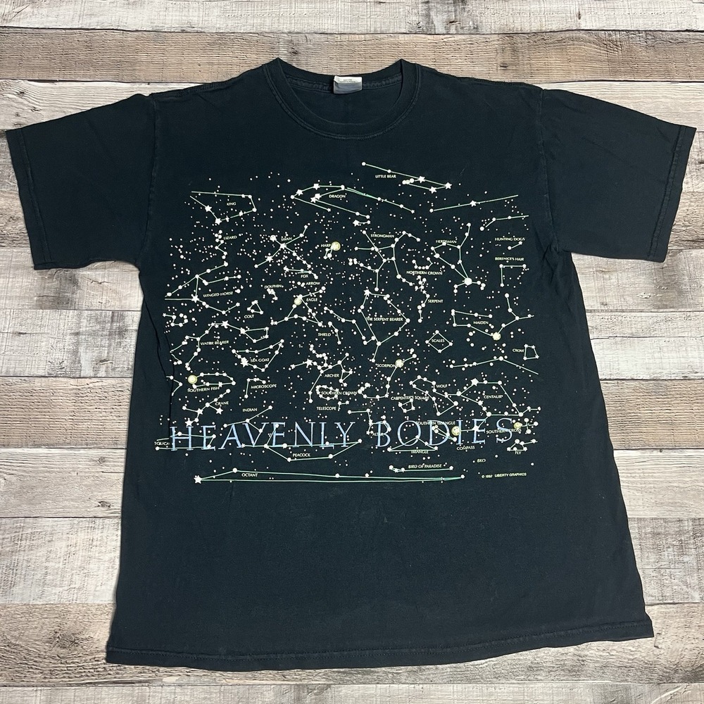 Heavenly Bodies Shirt Size Medium Black Stars Constellations Space Galaxy Tee